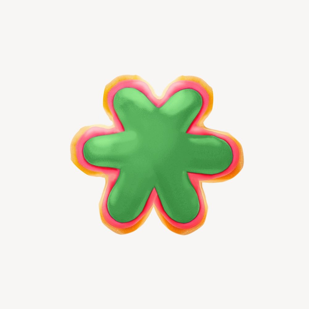 Green asterisk sign cookie art alphabet