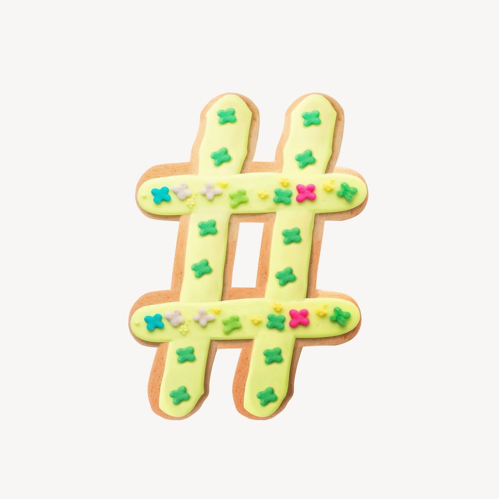 Hashtag sign cookie art alphabet