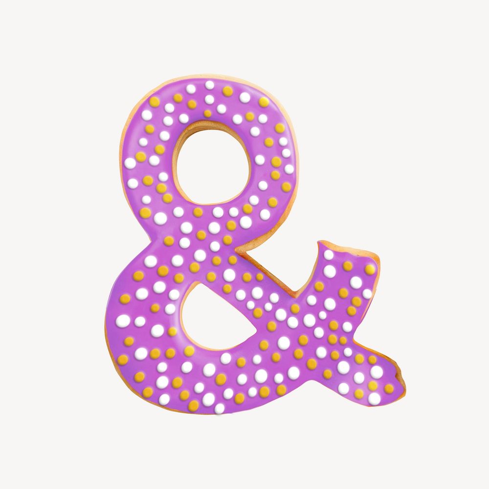 Purple ampersand sign cookie art alphabet