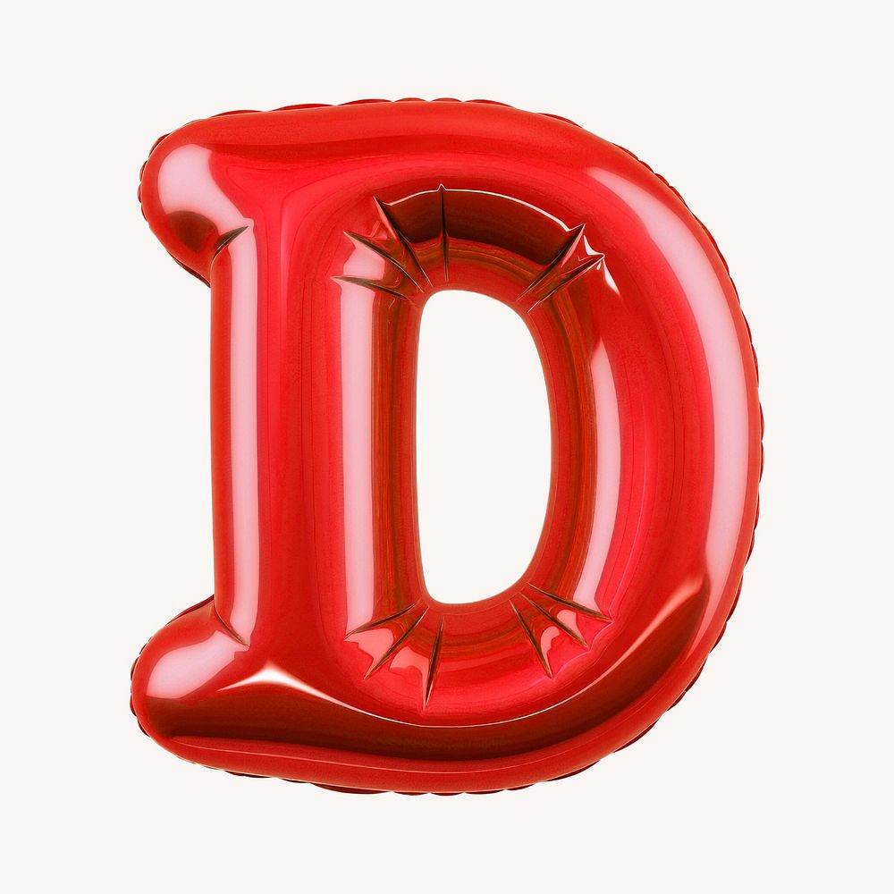 Letter D 3D red balloon alphabet illustration