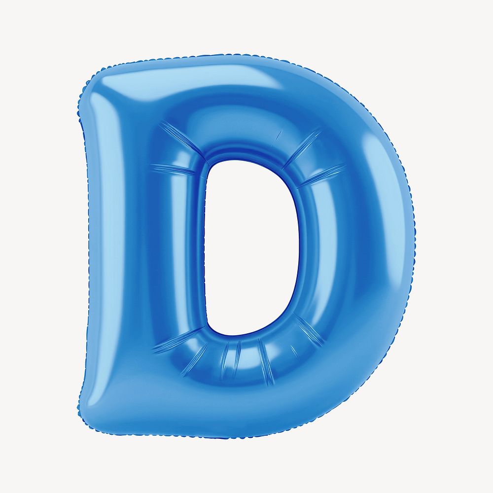 Letter D 3D blue balloon alphabet illustration