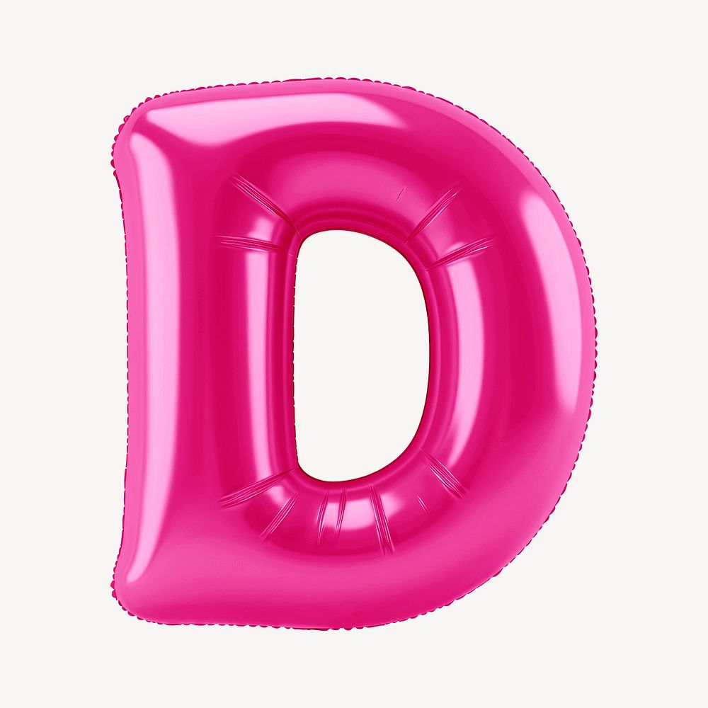 Letter D 3D pink balloon alphabet illustration