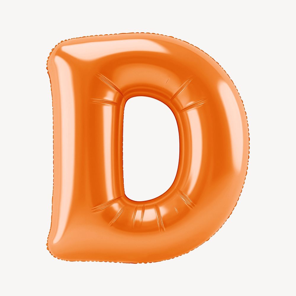 Letter D 3D orange balloon alphabet illustration
