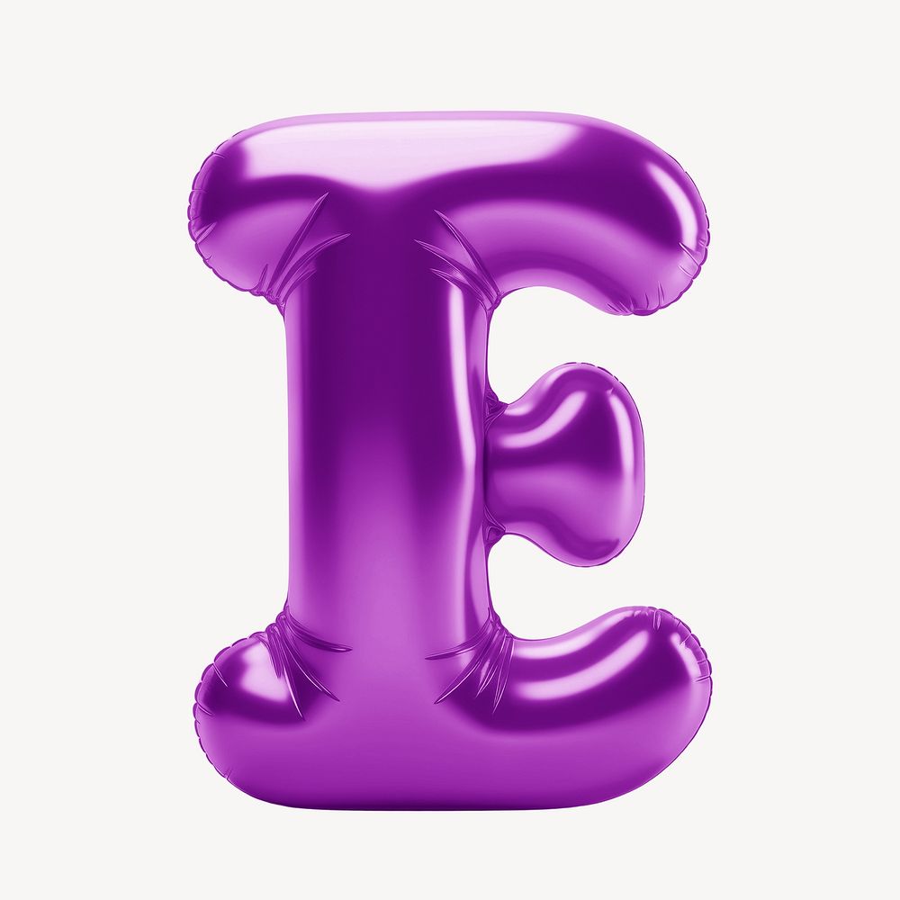 Letter E 3D purple balloon alphabet illustration