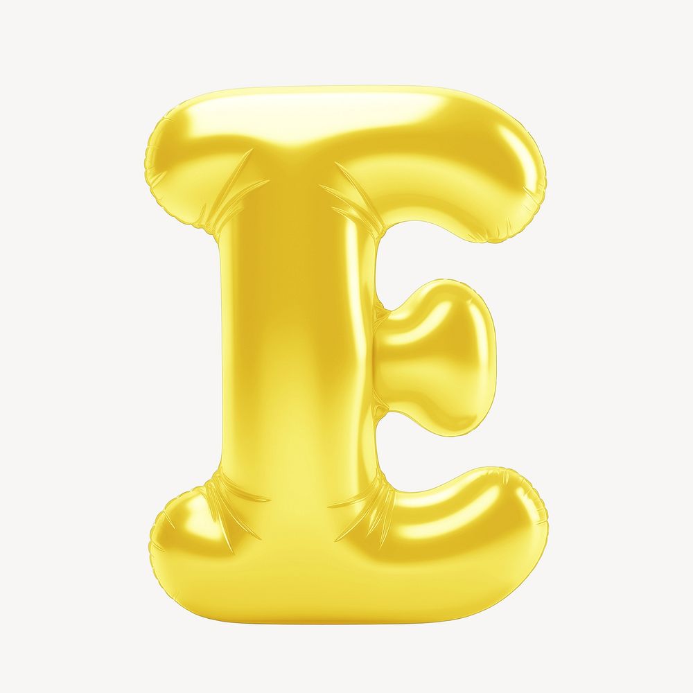 Letter E 3D yellow balloon alphabet illustration