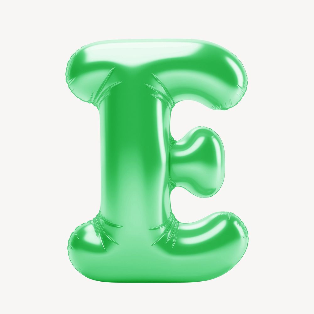 Letter E 3D green balloon alphabet illustration