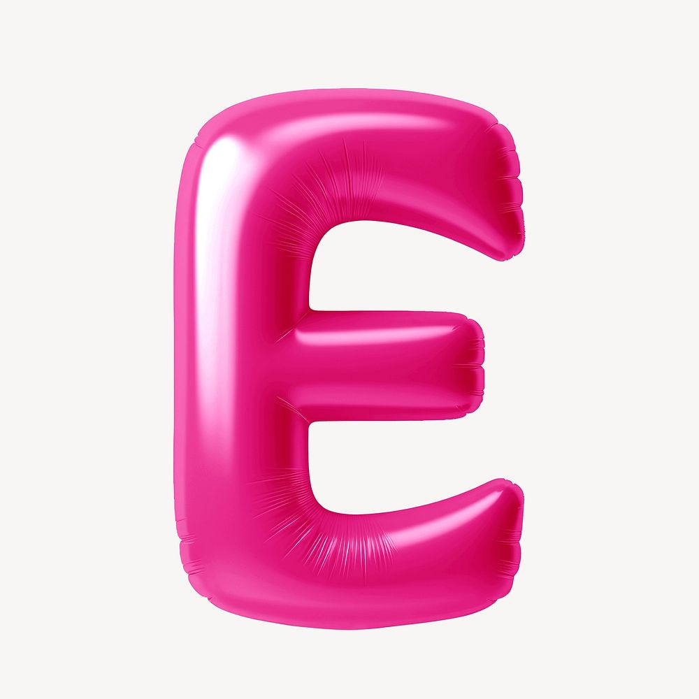 Letter E 3D pink balloon alphabet illustration