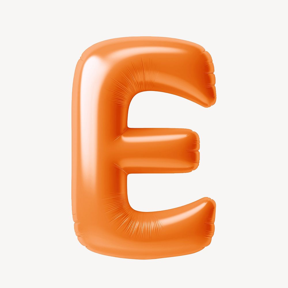 Letter E 3D orange balloon alphabet illustration