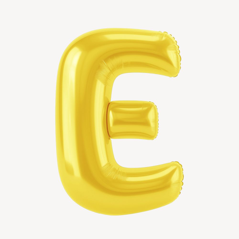 Letter E 3D yellow balloon alphabet illustration