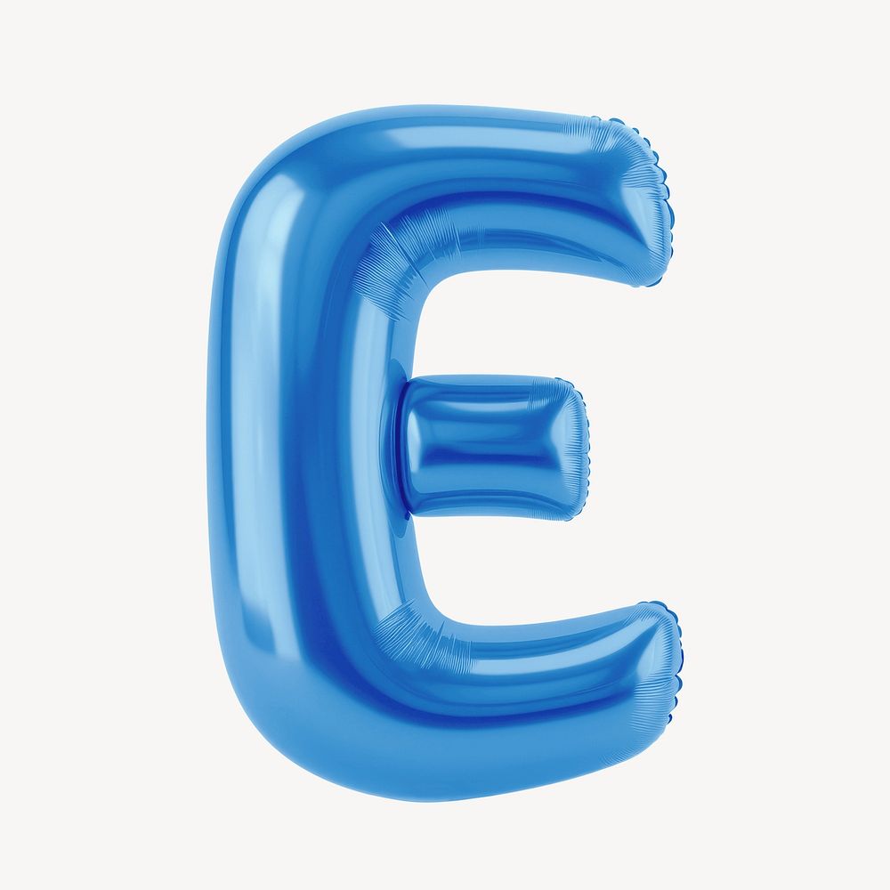 Letter E 3D blue balloon alphabet illustration
