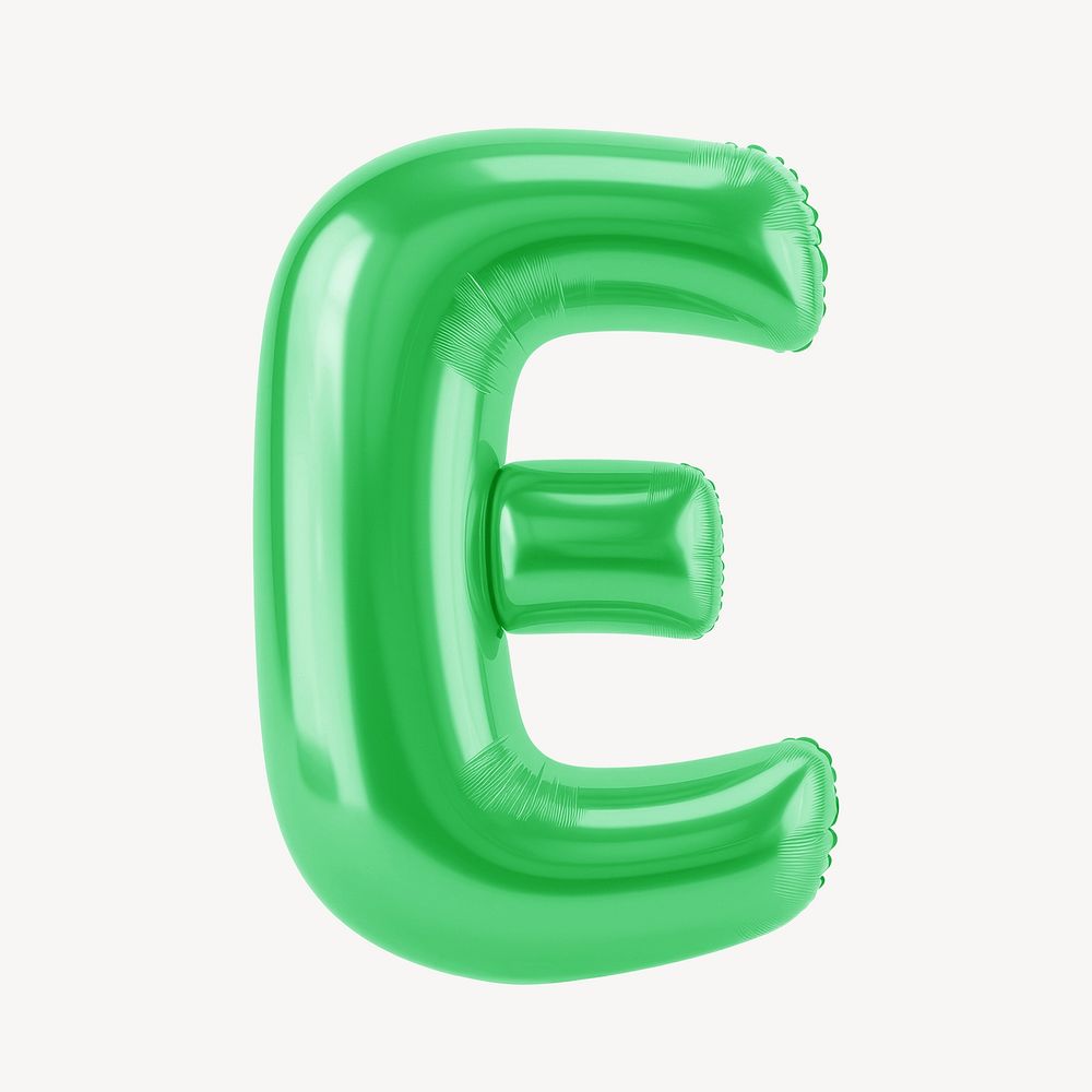 Letter E 3D green balloon alphabet illustration