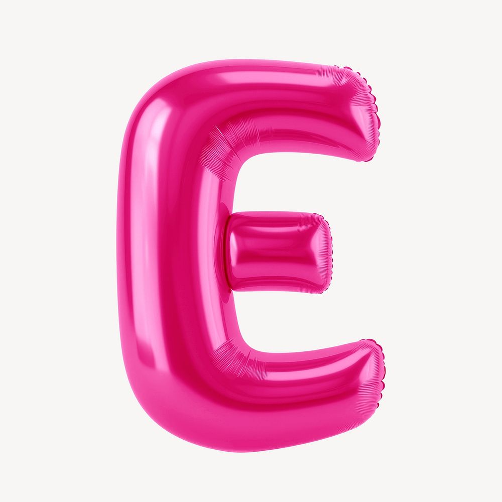 Letter E 3D pink balloon alphabet illustration