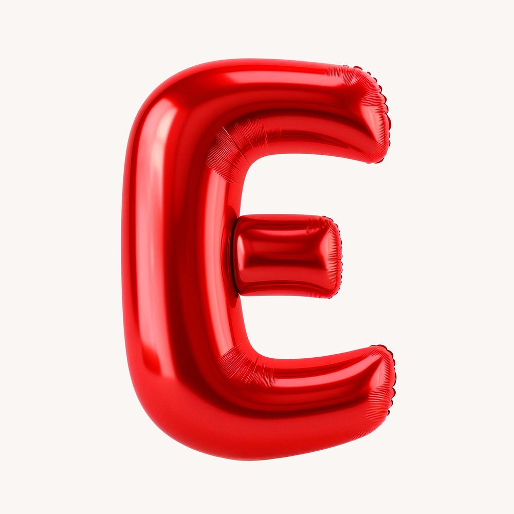 Letter E 3D red balloon alphabet illustration