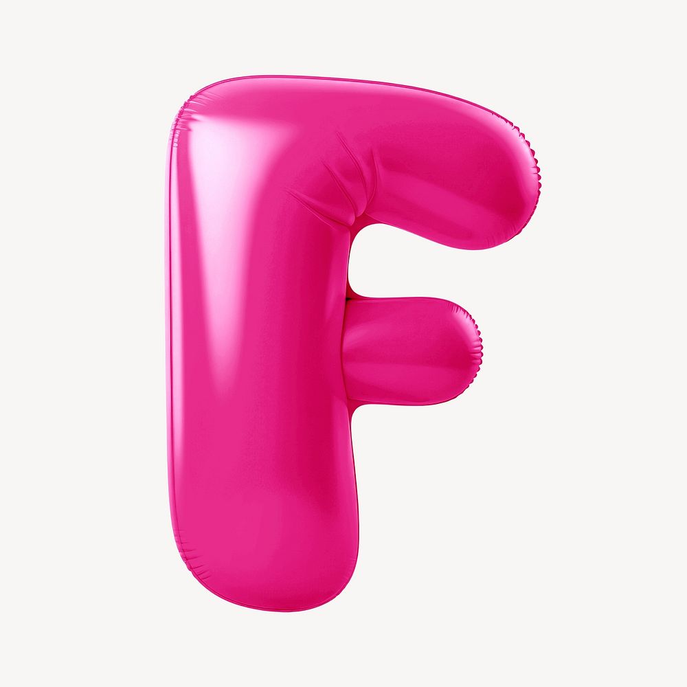 Letter F 3D pink balloon alphabet illustration