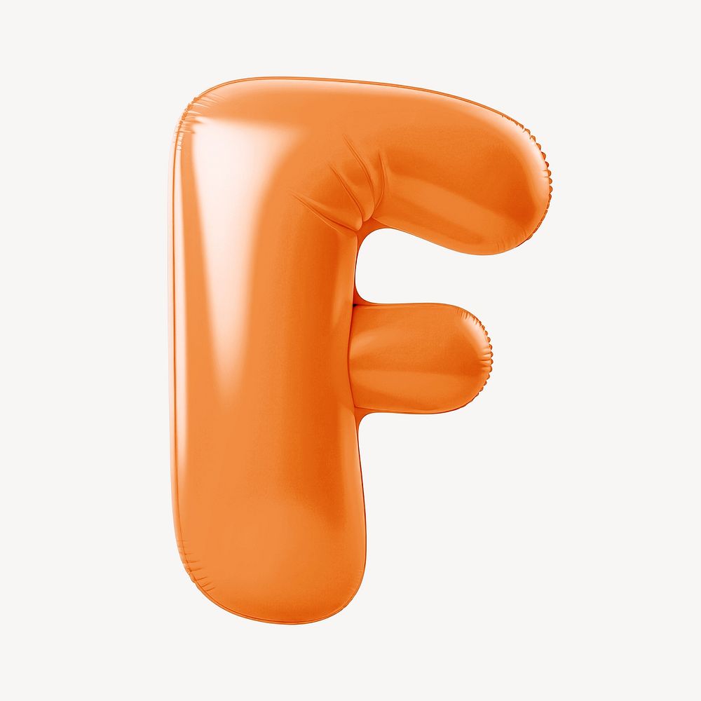 Letter F 3D orange balloon alphabet illustration