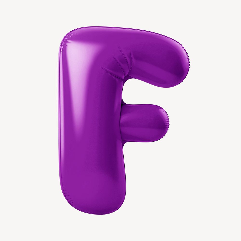 Letter F 3D purple balloon alphabet illustration