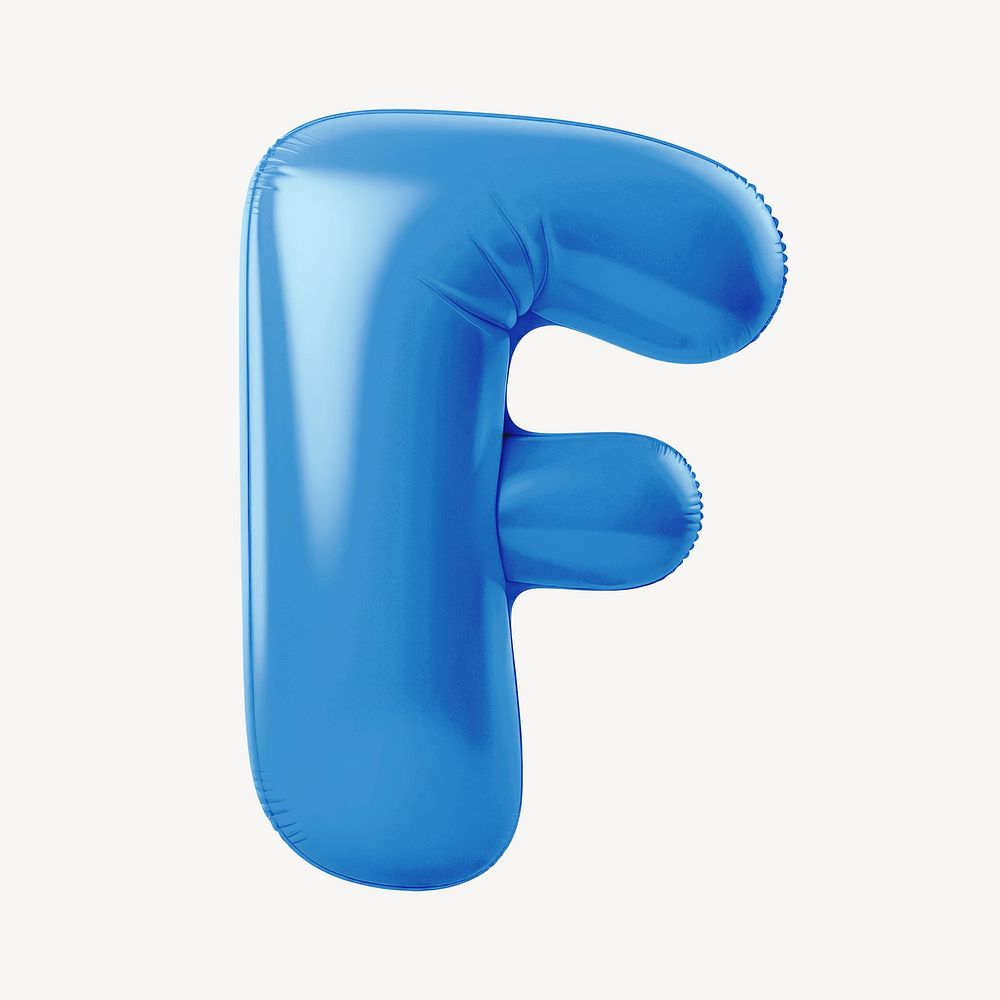 Letter F 3D blue balloon alphabet illustration