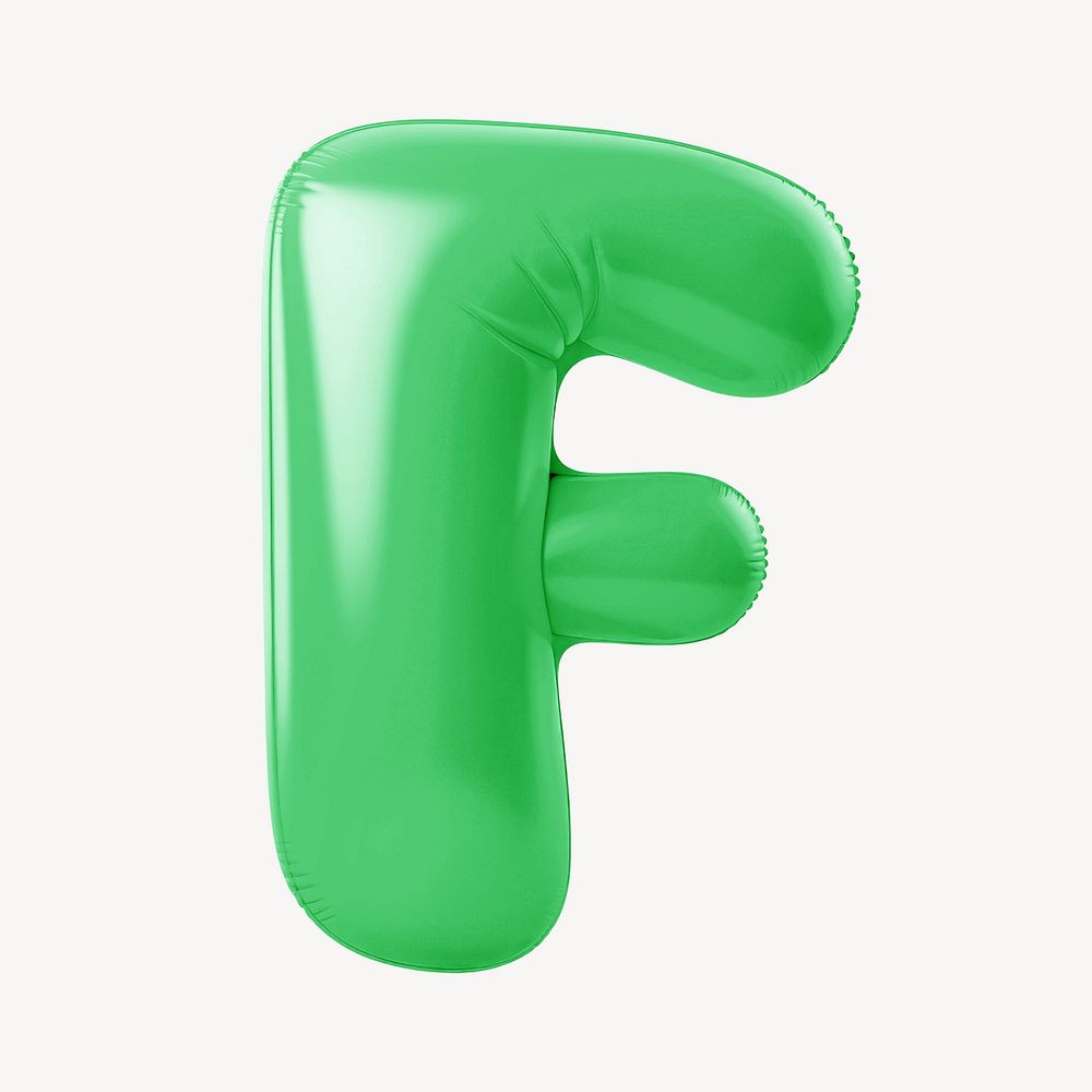 Letter F 3D green balloon alphabet illustration