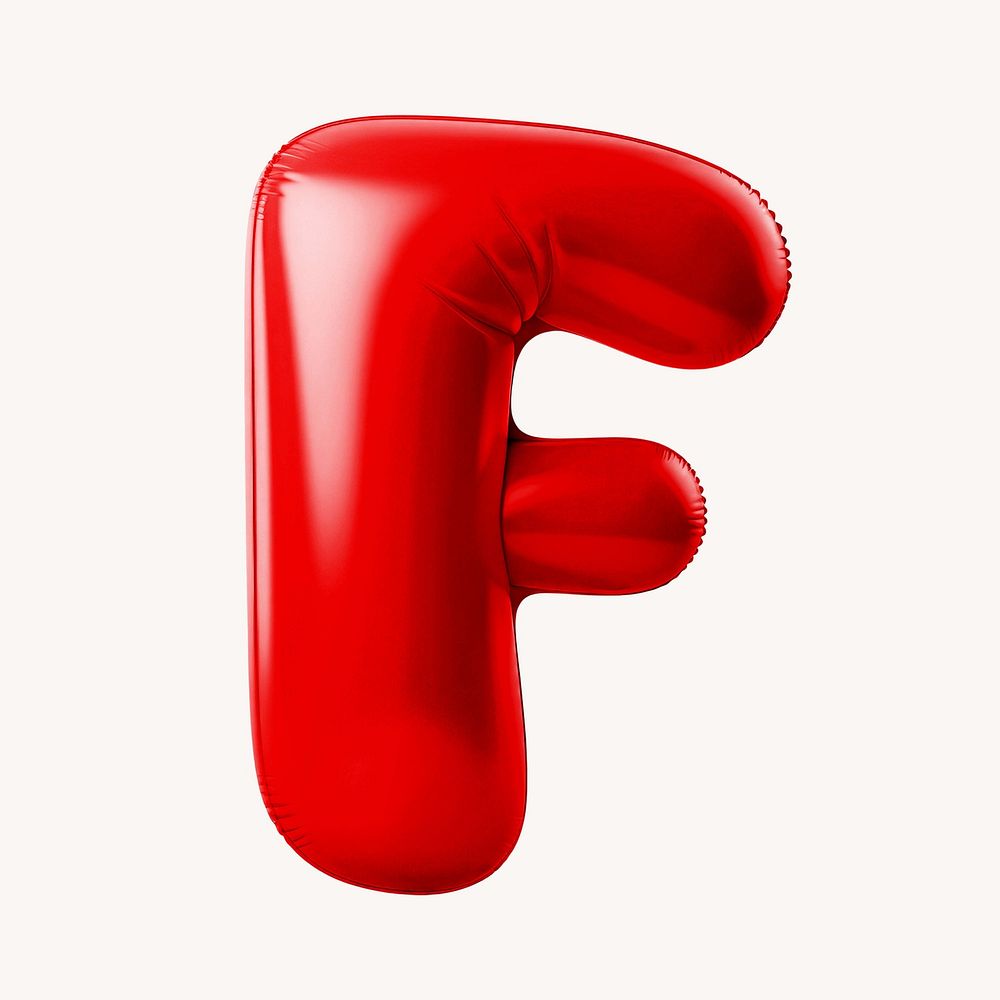 Letter F 3D red balloon alphabet illustration