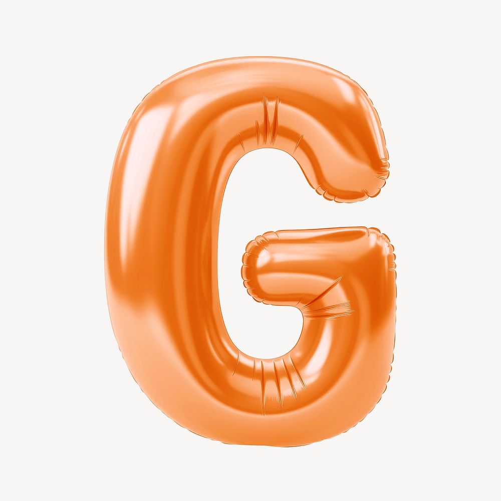 Letter G 3D orange balloon alphabet illustration