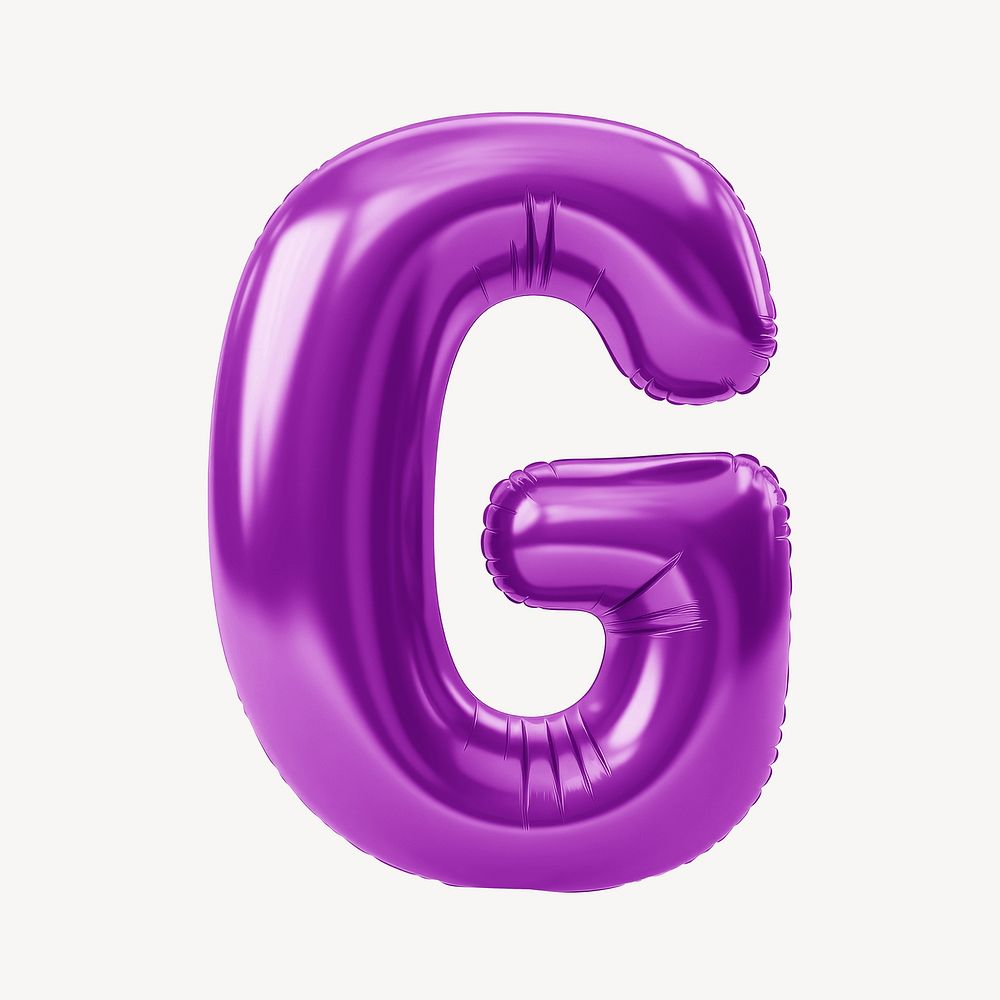 Letter G 3D purple balloon alphabet illustration