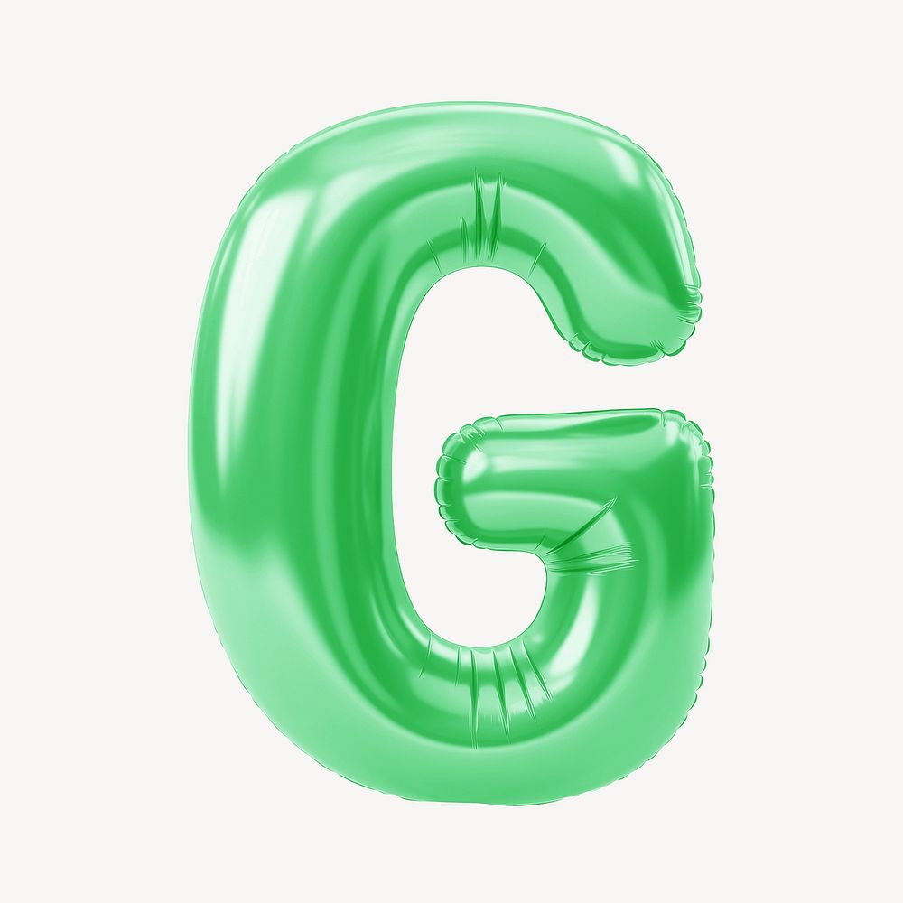 Letter G 3D green balloon alphabet illustration