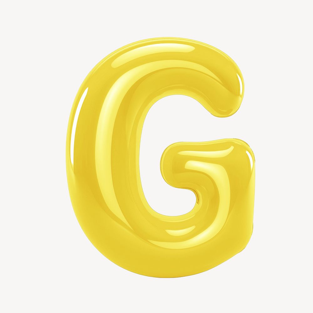 Letter G 3D yellow balloon alphabet illustration