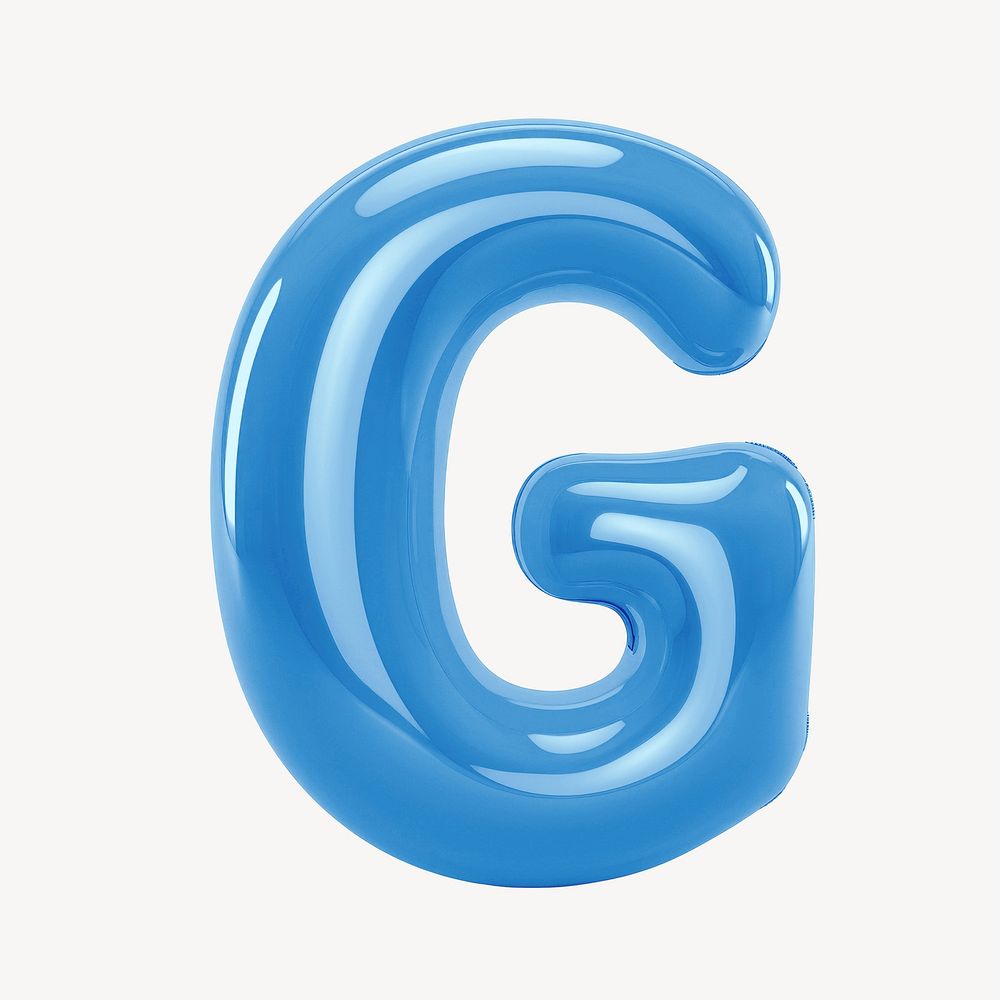 Letter G 3D blue balloon alphabet illustration