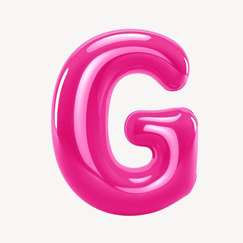 Letter G 3D pink balloon alphabet illustration