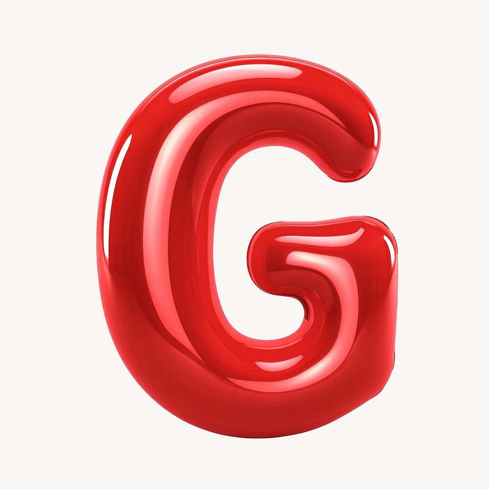 Letter G 3D red balloon alphabet illustration