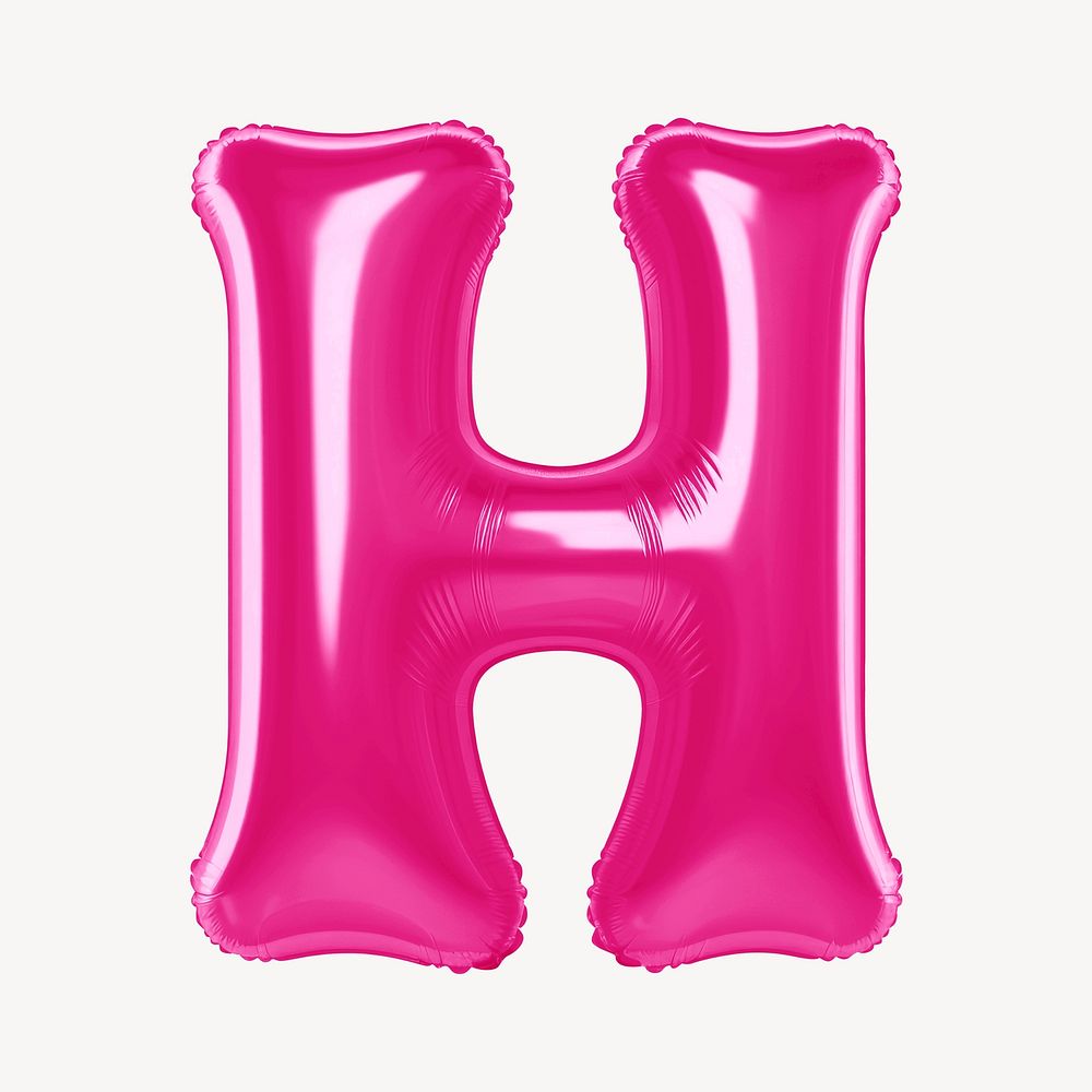 Letter H 3D pink balloon alphabet illustration