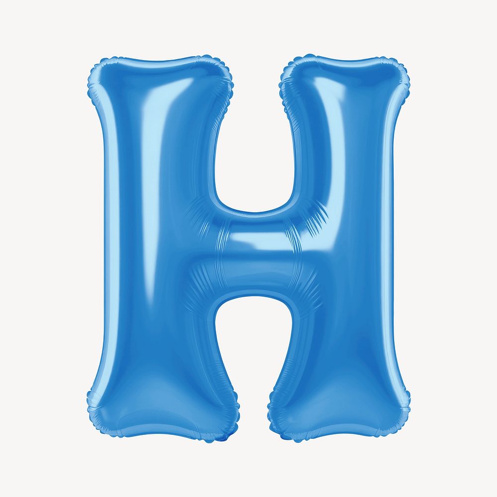 Letter H 3D blue balloon alphabet illustration