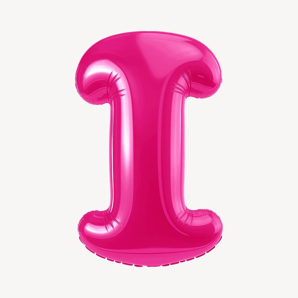 Letter I 3D pink balloon alphabet illustration
