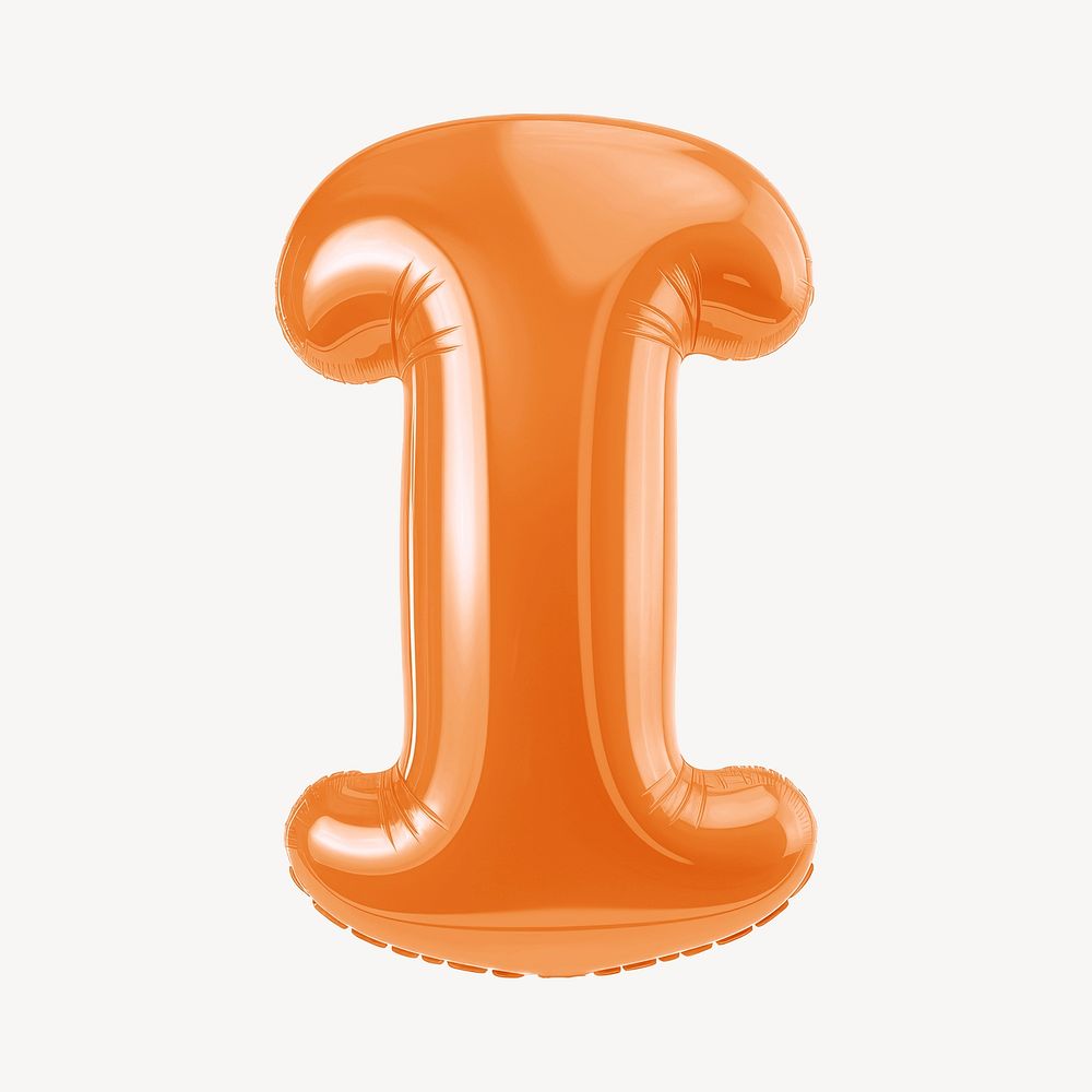 Letter I 3D orange balloon alphabet illustration