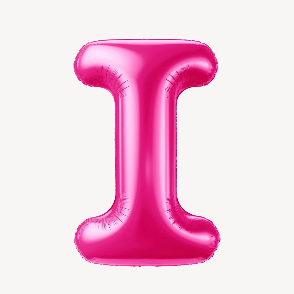 Letter I 3D pink balloon alphabet illustration