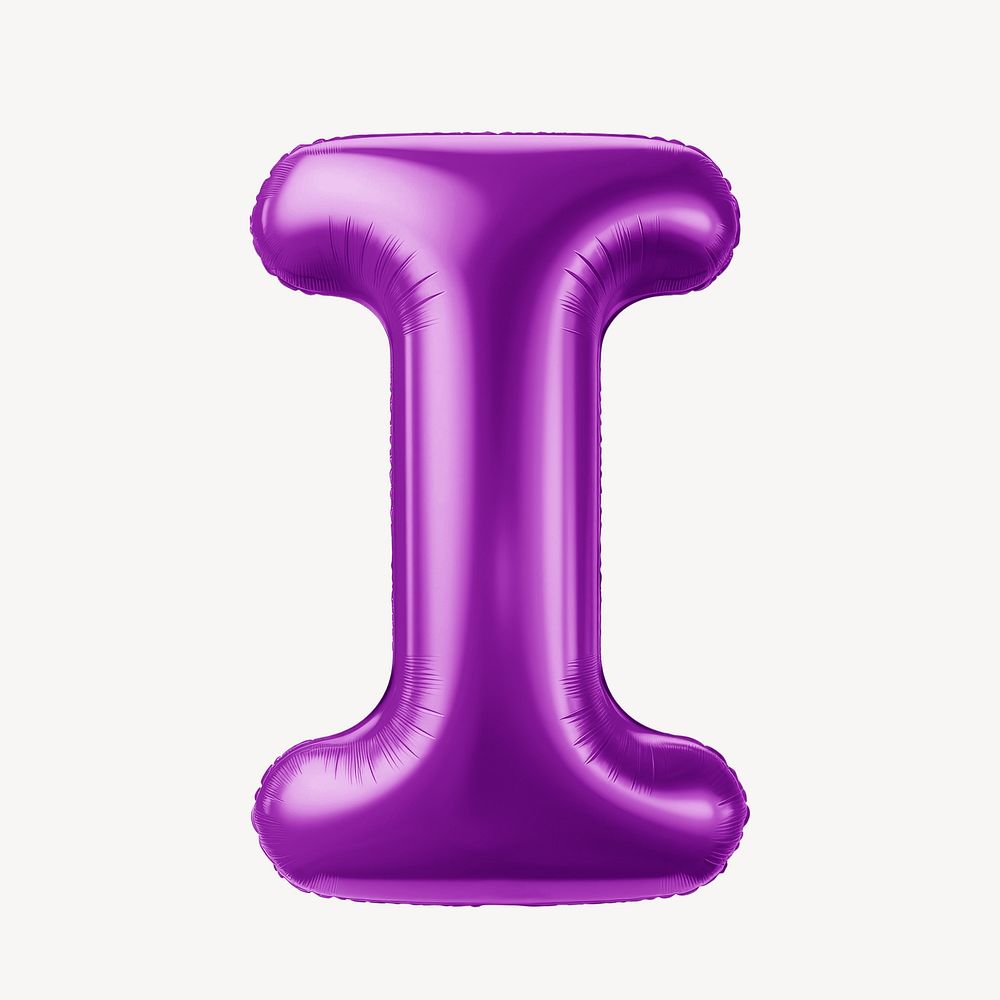 Letter I 3D purple balloon alphabet illustration