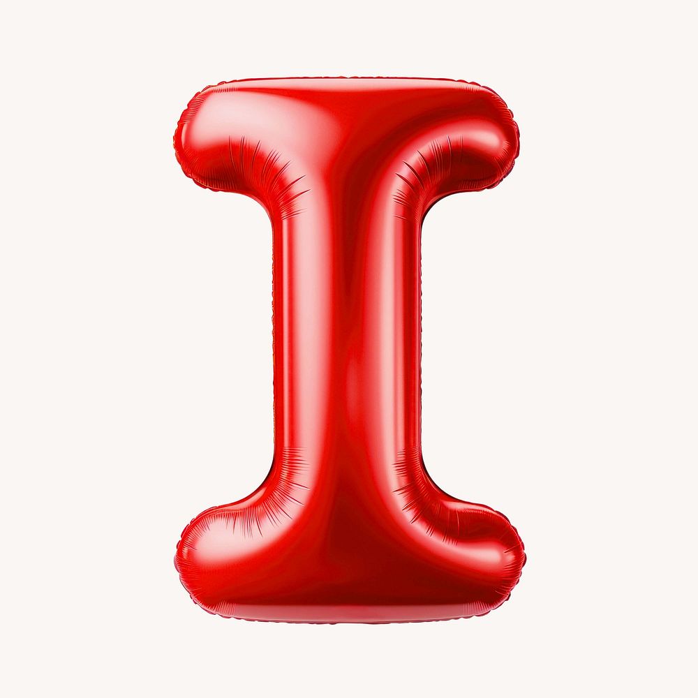 Letter I 3D red balloon alphabet illustration