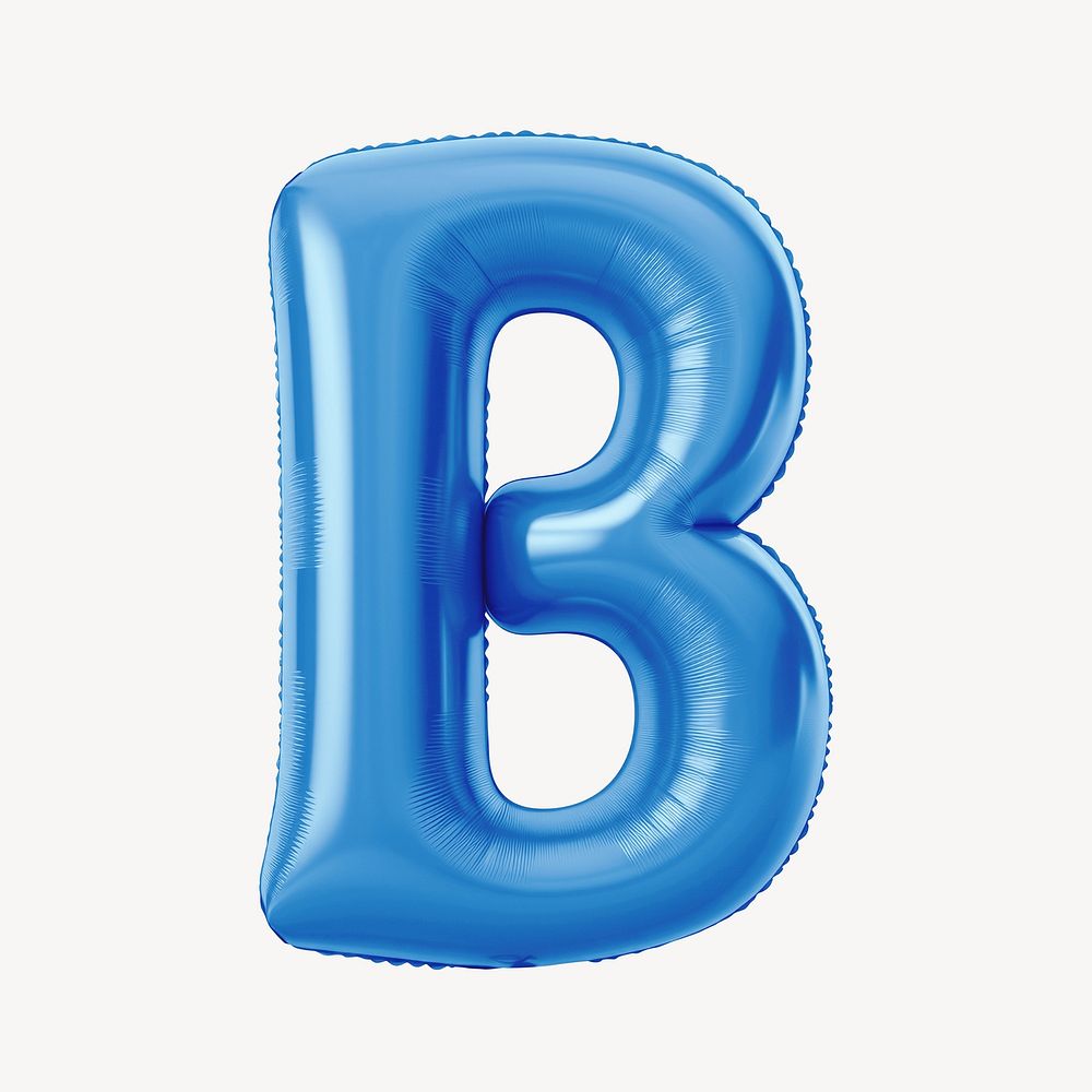 Letter B 3D blue balloon alphabet illustration