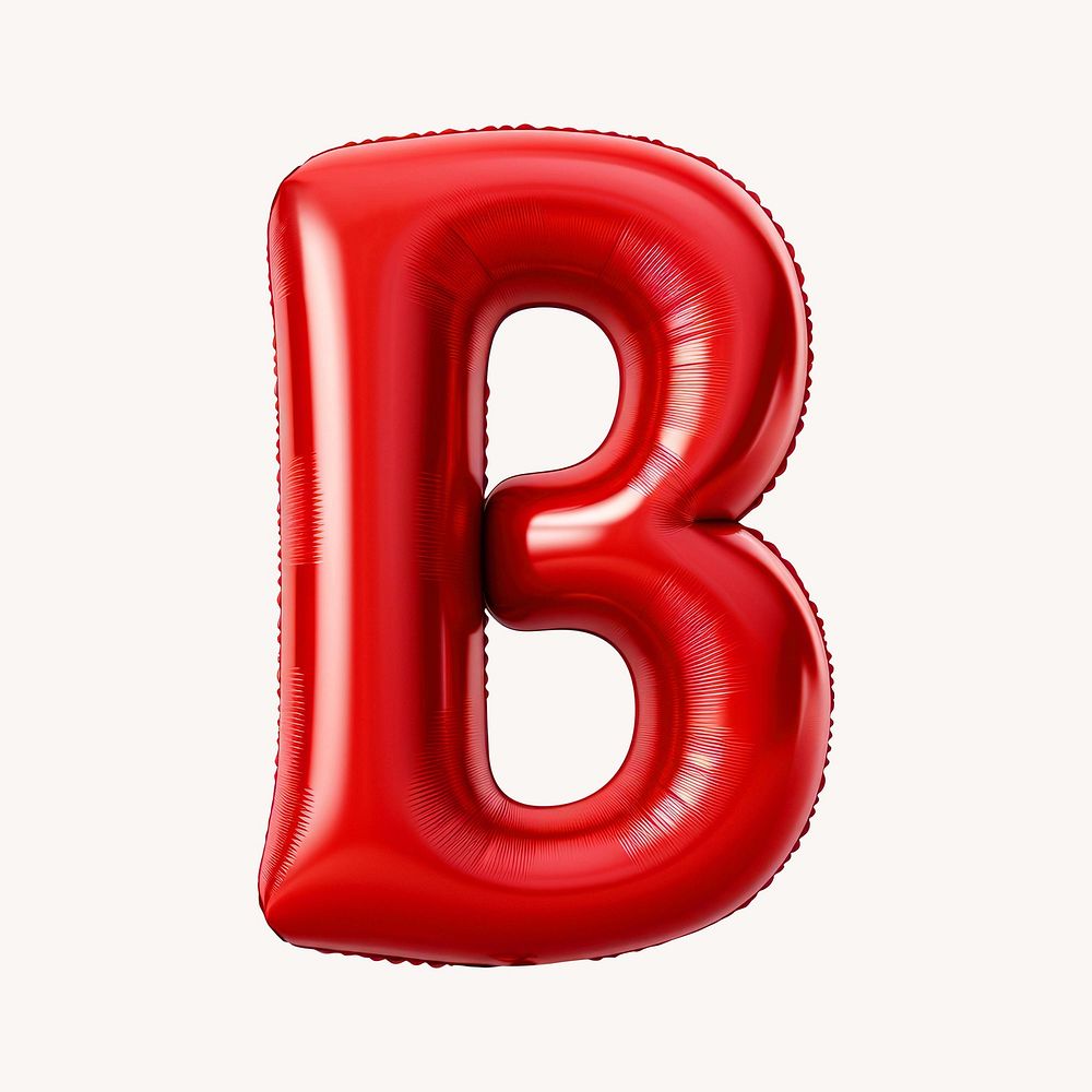 Letter B 3D red balloon alphabet illustration