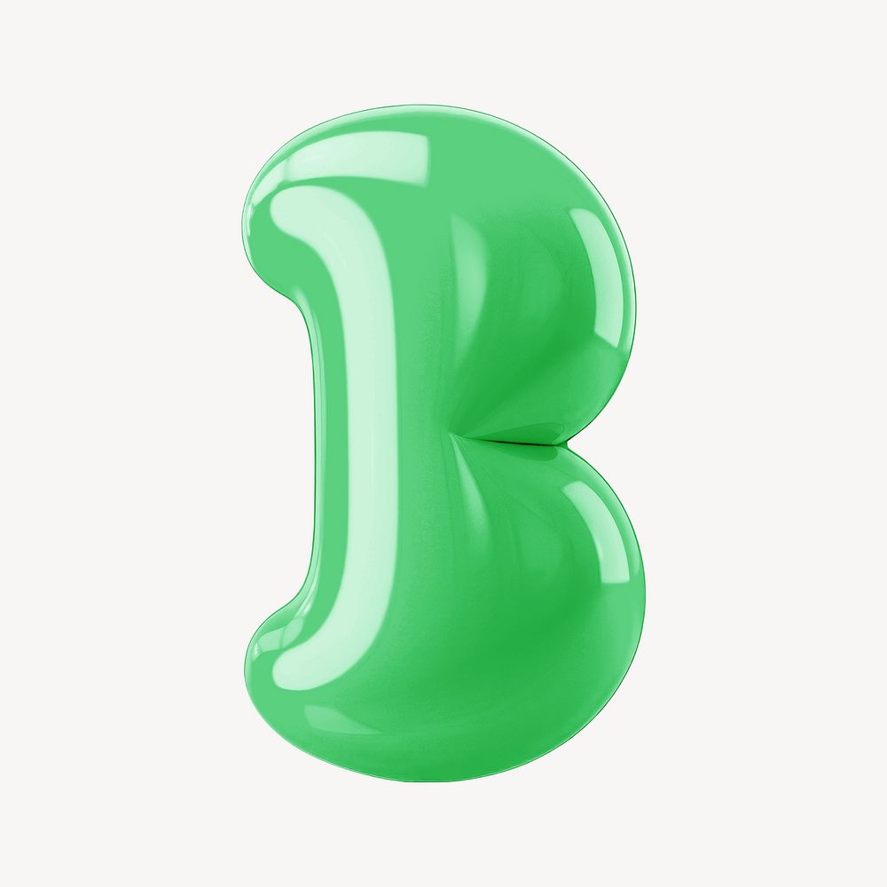 Letter B 3D green balloon alphabet illustration