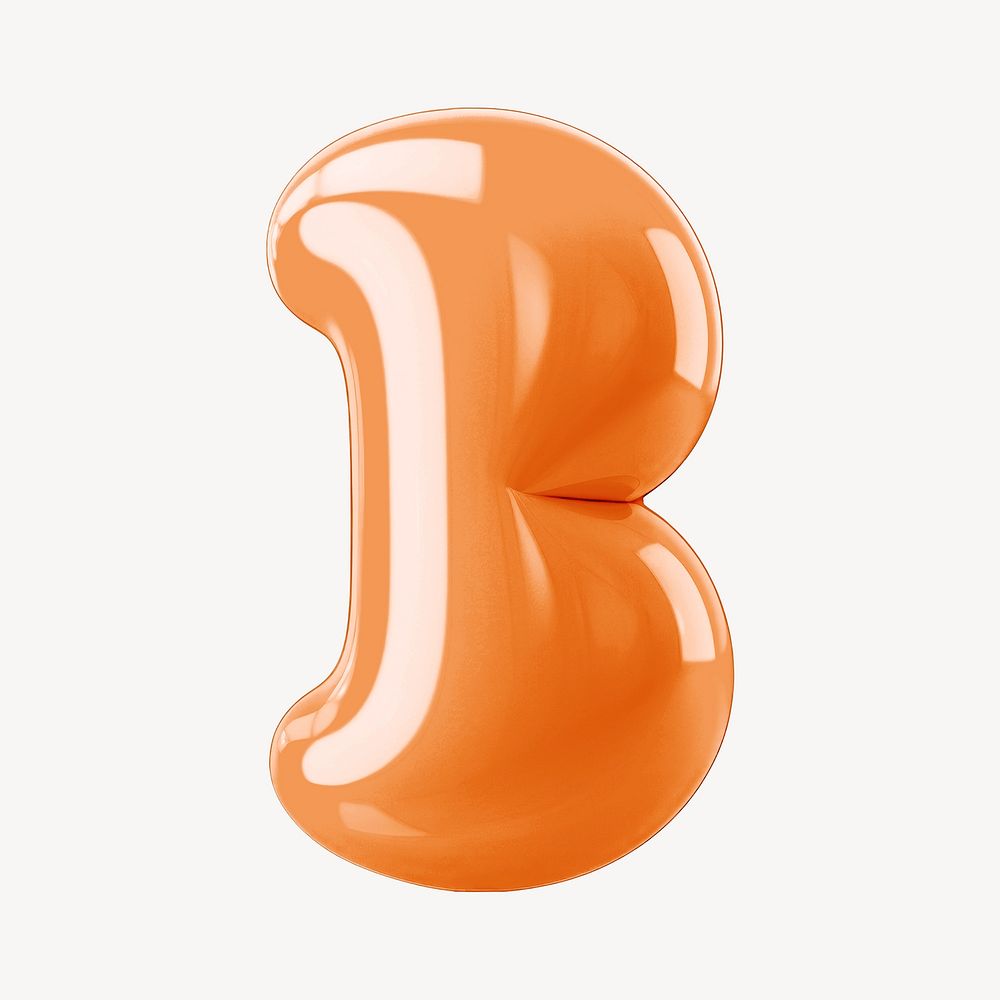 Letter B 3D orange balloon alphabet illustration