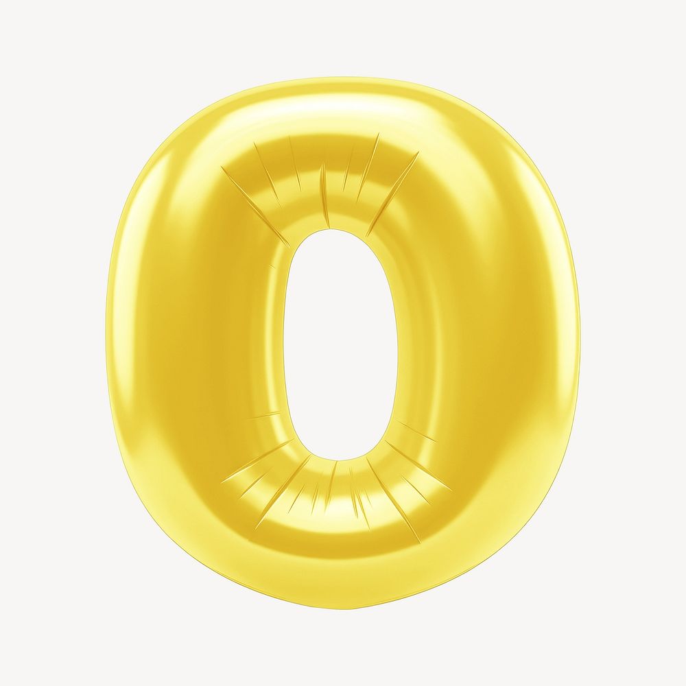 Letter O 3D yellow balloon alphabet illustration