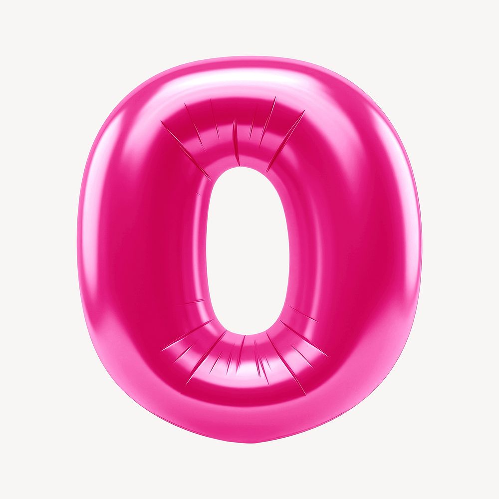 Letter O 3D pink balloon alphabet illustration