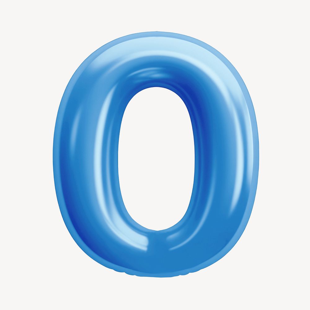 Letter O 3D blue balloon alphabet illustration