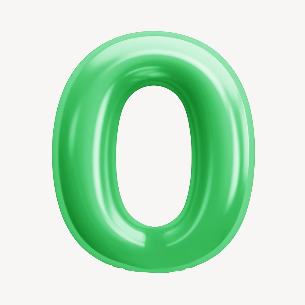 Letter O 3D green balloon alphabet illustration
