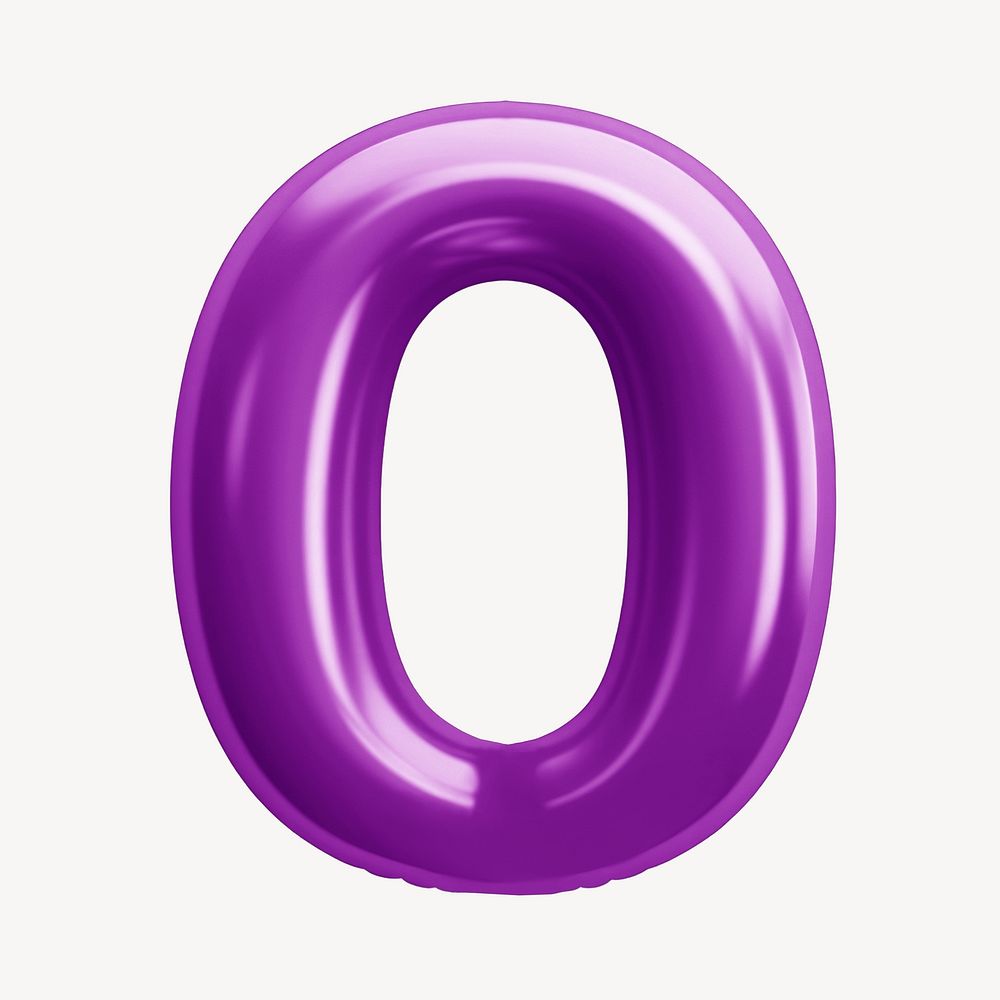 Letter O 3D purple balloon alphabet illustration