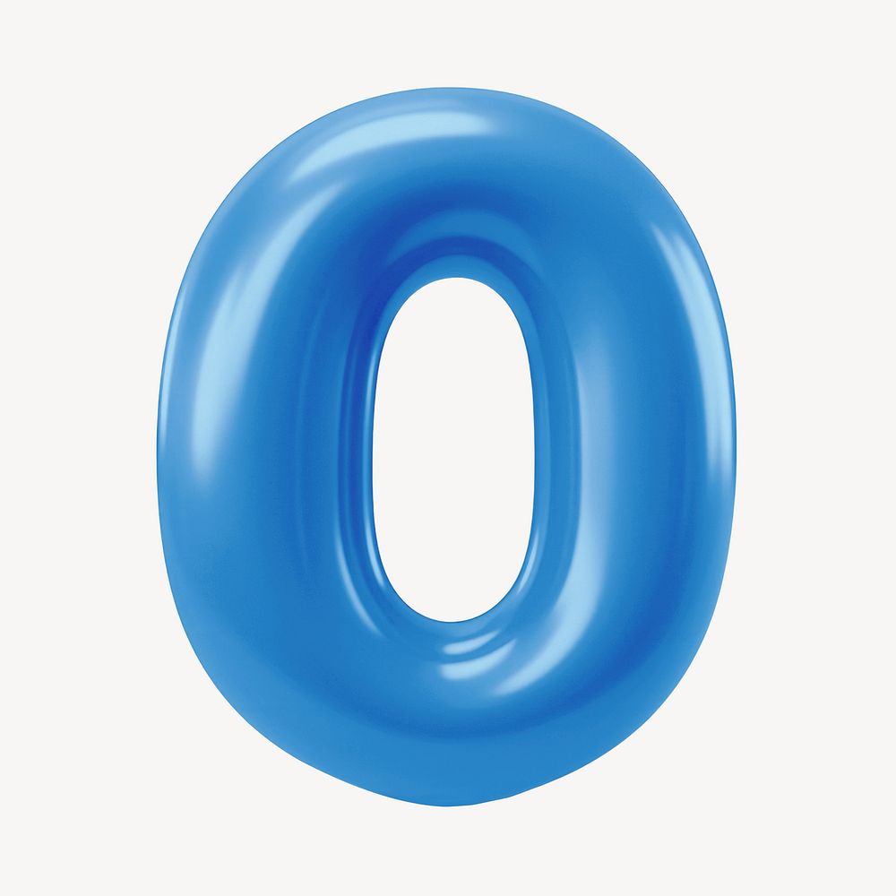 Letter O 3D blue balloon alphabet illustration