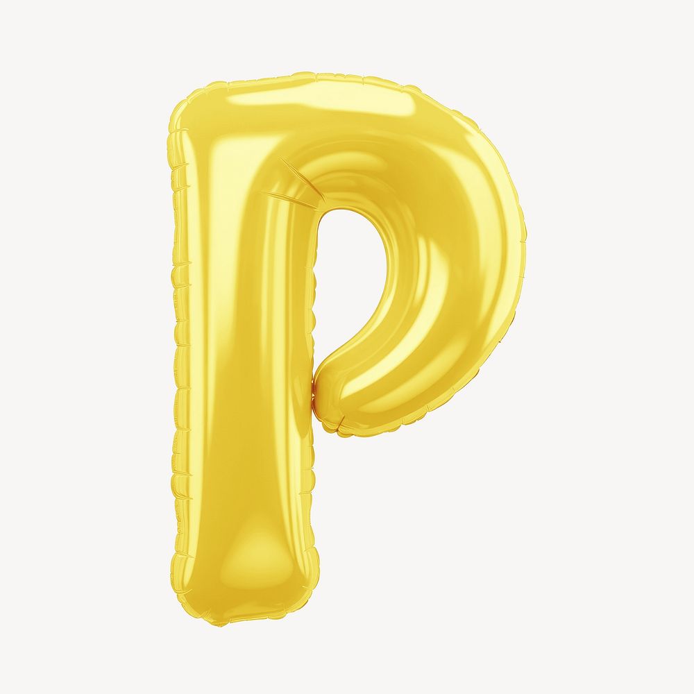 Letter P 3D yellow balloon alphabet illustration