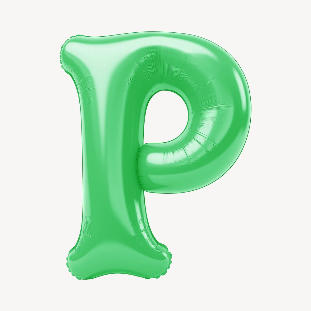 Letter P 3D green balloon alphabet illustration
