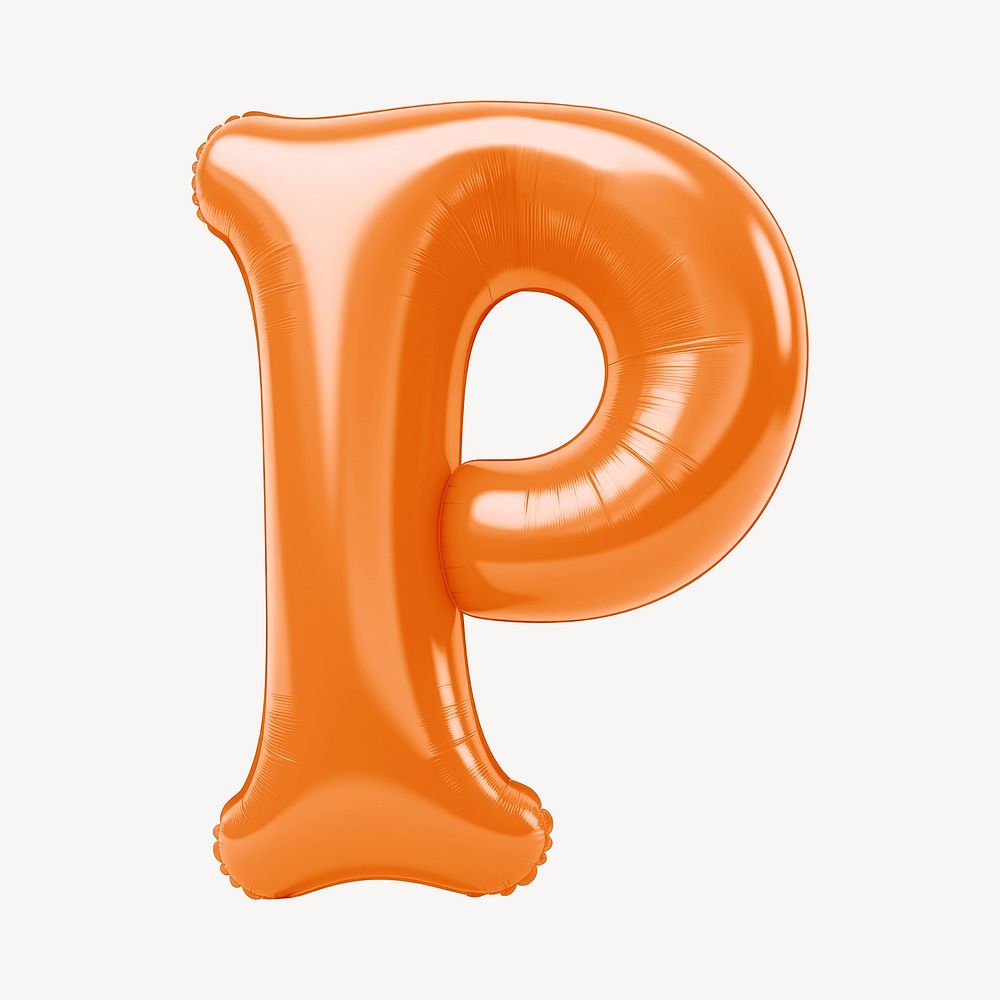 Letter P 3D orange balloon alphabet illustration